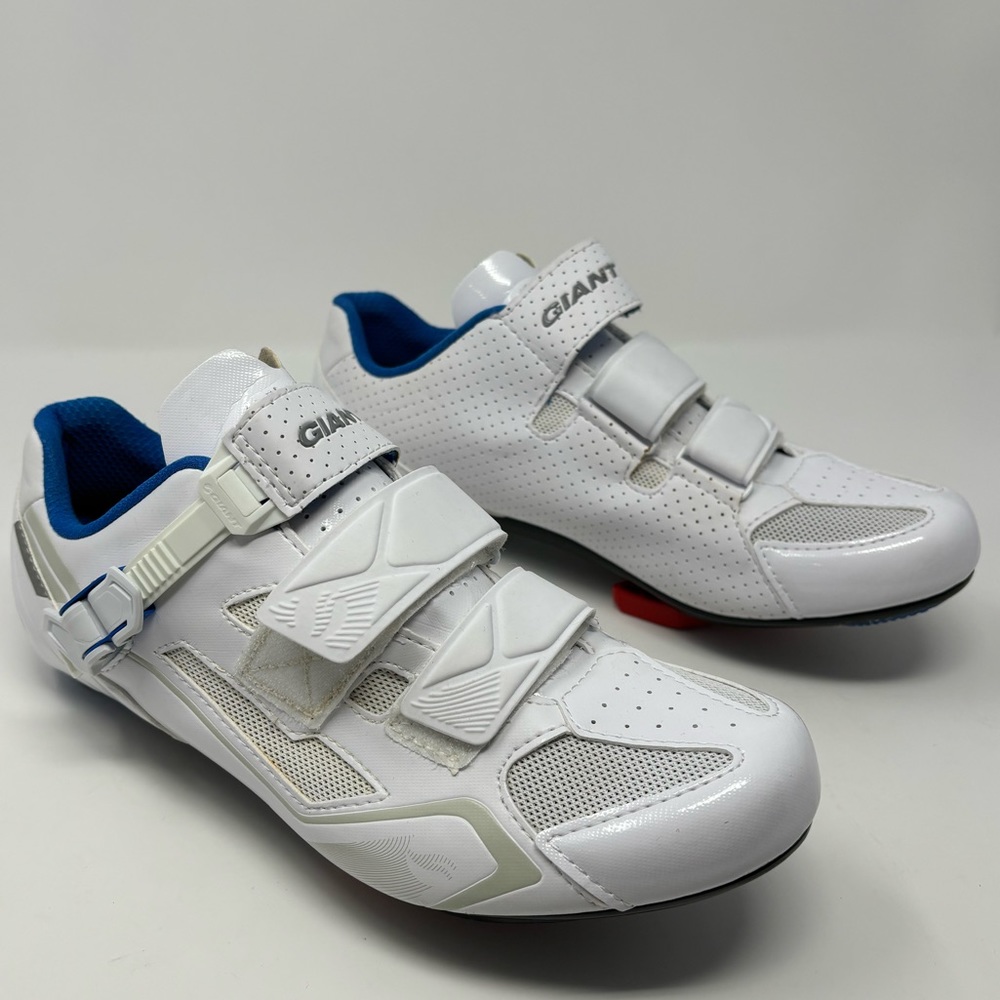 EUC Giant Phase 2 Cycling Shoe White Road Tri Racing 3 Bolt Cleat Men 9 EU 42